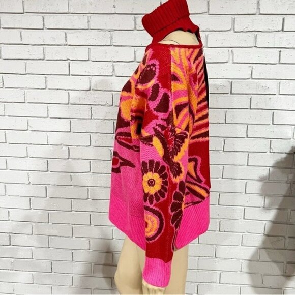 Farm Rio Pink Bold Floral Knit Sweater - Size Medium - Picture 6 of 9